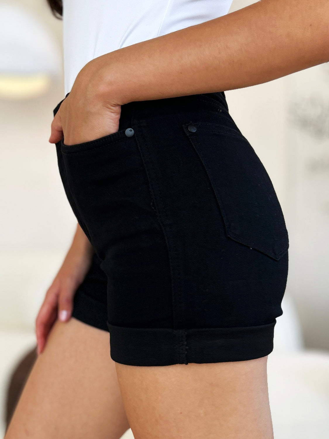 Judy Blue Full Size High Waist Tummy Control Cuffed Denim Shorts